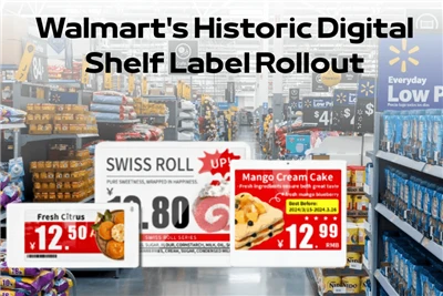 Walmartova zgodovinska uvedba digitalnih nalepk na policah